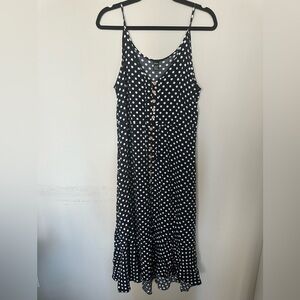 SHEIN Black & White Polka Dot Button-Front Maxi Dress Medium